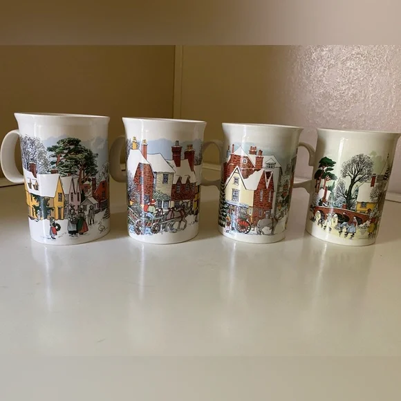 Coffee/hot cocoa Dunoon Christmas mugs 
Set of 4 fine stoneware.Made in Scotland - Picture 3 of 15